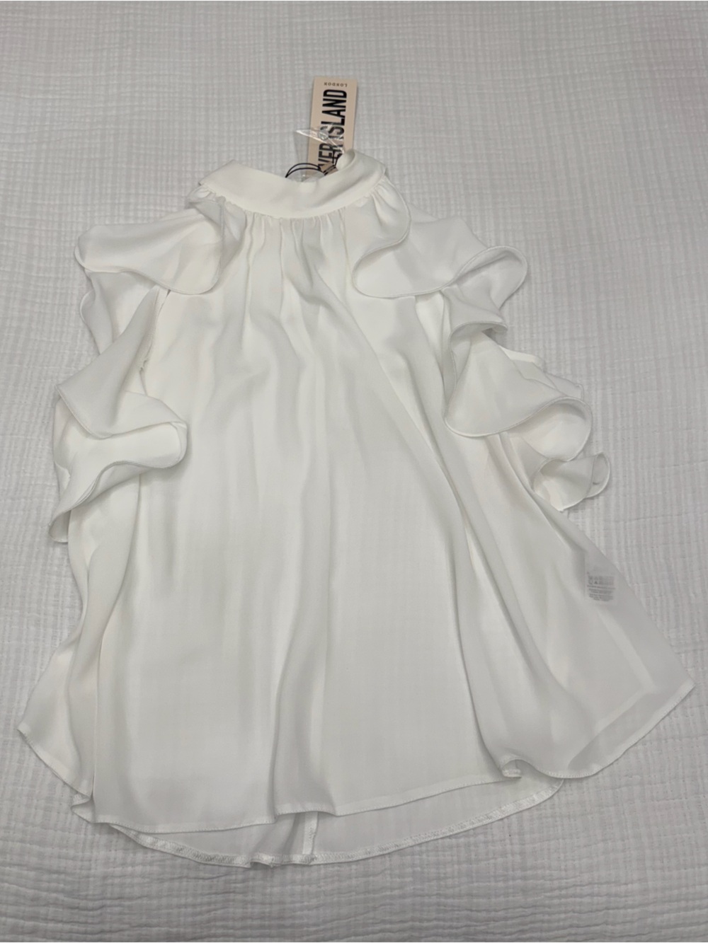 river island white ruffle high neck blouse size 8 new with tags